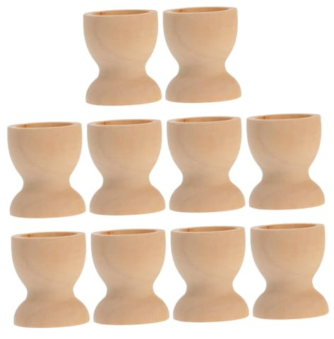 FONDOTIN 20pcs Wooden Easter Egg Holders DIY Egg Cups Tray Tabletop Storage for Painting Boiled Crafting and Display