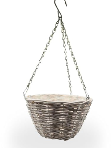 Vaso per fiori | 25 cm, in vimini, metallo | naturale | vimini intrecciato, vaso decorativo fiori e piante, vaso