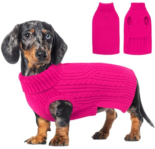 AOFITEE Hundepullover Kleine Hunde, Winter Warmer Katzenpullover Hundepulli für Kleine Hund, Weihnachtspullover Sweater für Hunde Strickpulli Rollkragen Hund Pullover für Dackel, Yorkshire Terrier XS