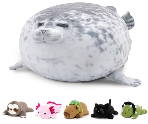 SQEQE Weighted Stuffed Animals Seals, Weighted Seal Plush Chubby Blob, Soft Pillow Toy for Kids Adults for Cozy Comfort, Cute Plushie Gift for Valentines Birthday, Home Decor 9.8 Inch, 0.8 Lb