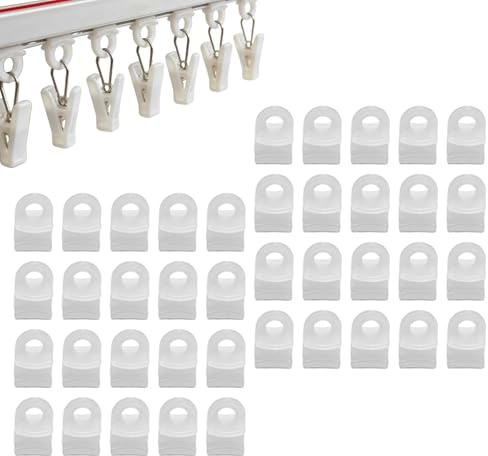 White Curtain Track Gliders Hooks Curtain Rail Slider Hooks Rollers Runners Eyes Hooks for Window Door Curtains Slim Pack