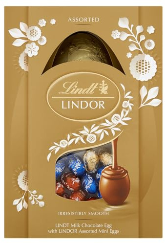 Lindt LINDOR Assorted Easter Egg Gift, 215g - Perfect for Easter gifting - containing LINDOR truffles with a smooth melting filling and a Lindt egg
