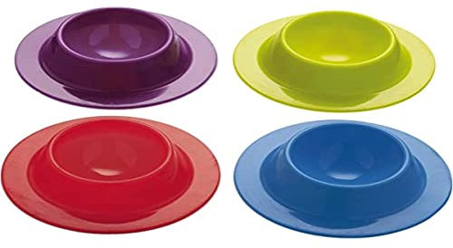 Juego de 4 hueveras ColourWorks de KitchenCraft, portahuevos de silicona aptos para alimentos, aptos para lavavajillas y microondas con diseño apilable, multicolor, 1 juego