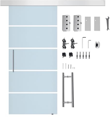 HOMCOM Puerta Corrediza de Vidrio Puerta Corredera Deslizante de Cristal Seguridad 102,5x205 cm