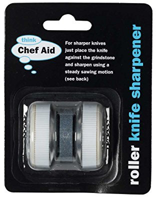 Chef Aid Roller Knife Sharpener, Roller Your Knife Over Grindstone Sharpen Your Knives, Works on All Flat Edged Knives to