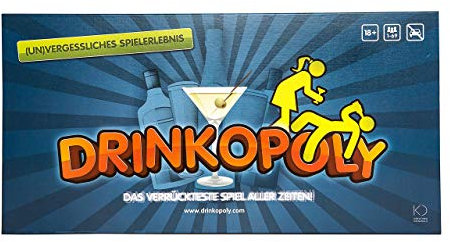 Drinkopoly – König der Trinkspiele – kombinierte Tafel/Tisch Party Spiele für Erwachsene und Studenten mit 50 Erweiterungskarten mit Aufgaben, eine (un)vergessliche Erfahrung, ein Trinkspiel Geschenkset