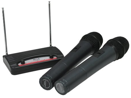 EV1-NJS VHF Twin Handheld Radio Microphone System Battery Operated