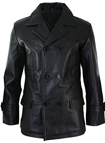 Infinity Leather Herren Lederjacke 100% Echtleder 3/4 Doppelt Breasted Mantel Jaken Klassisch