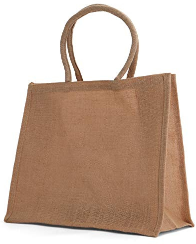 Milltown Merchants Jute Burlap Tote Bags - Natural Burlap Bags with Cotton Handles - Reusable Tote Bags with Laminated Interior - Shopping Bag/Grocery Bag/Gift Bag (12 pack, Natural - Extra Large)
