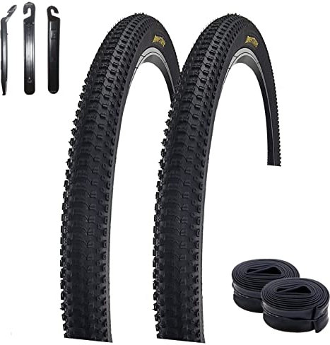 2 x Roverstone 27,5 Fahrradreifen Fahrradmantel Schwarz 54-584 (27,5 x 1,95) + 2 passende Schläuche AV inkl. 3 Reifenheber