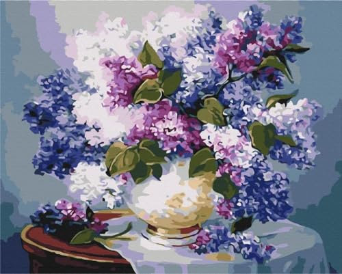 Artnapi Malen nach Zahlen Erwachsene mit Rahmen | DIY Handgemalt | Blumen - Der Duft von Holunderblüten | Kit für Anfänger und Erwachsene | Set inklusive Acrylfarben & Pinsel | 40x50cm Leinwand