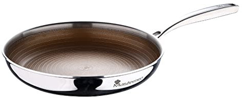 MasterPRO Giro 3 | Padella Antiaderente da 24 cm | Con Triplo Strato in Acciaio Inossidabile e Alluminio | Manico Ergonomico | Padella Acciaio Inox | Per Tutti i Tipi di Piani Cottura