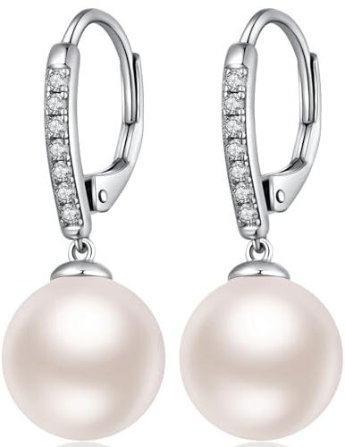 jiamiaoi pärlörhängen silver 925 hängande pärlor örhängen silver hängande damer örhängen pärla hängande örhängen pärlor smycken, Sterlingsilver, Pärla