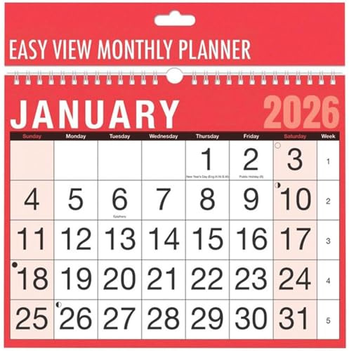 VR Angel 2026 Wall Calendar Easy View Monthly Planner Month to View Calendar Spiral Bound Calendar for Home Business Office School (Easy View Monthly Planner)