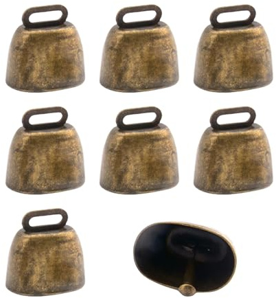 8 Stück Kuh Pferd Schaf Weide Kupferglocken, kleine Metall-Messingglocken, lautes klingeln, Kuhglocken, Geräuschmacher, hängende Glocke für Tier, Weihnachten, Hochzeitsdekoration (Bronze)