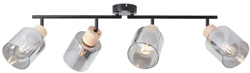 Lightbox eleganter Deckenspot mit rauchfarbenen Glas Schirmen & | eleganter Deckenspot - Decken Strahler mit rauchfarbenen Glas Schirmen und schwenkbaren Köpfen - 4 x E27 max. 40 W - 23 cm