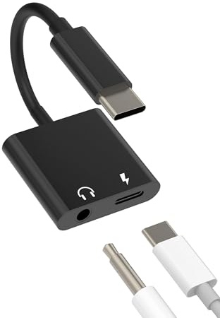 Adaptador USB C a Jack Auriculares 3,5 mm Cable(2 en 1) Auriculares Cargador USB-C Auriculares DAC Audio Compatible para Huawei Xiaomi Redmi Google Samsung S21 Cable Doble Toma Adaptador Coche AUX