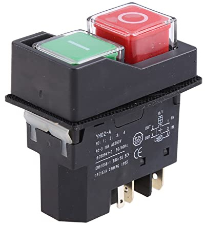 LUOFANG Interruttore Impermeabile KLD 28A Interruttori a Pulsante antideflagranti 220V IP55 Nero