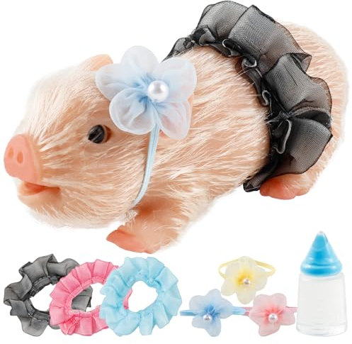 5Inch Pig Doll Toy - Mini Soft Lifelike Silicone Doll - Cute Miniature Reborn Pig Toys with Clothes Accessories for Kids Boys Girls