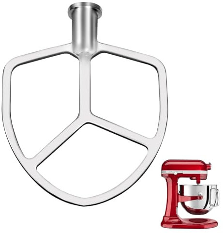 Frusta piatta in acciaio inox da 6 litri per mixer Kitchen Aid, compatibile con accessori per mixer Kitchen Aid