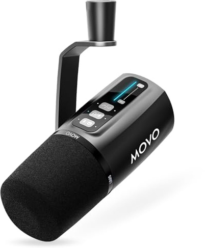 Movo UM6 Dynamisches Podcast-Mikrofon mit integriertem GainCast-Vorverstärker – XLR- und USB-C-Ausgänge – Studiomikrofon für Gaming, Podcasting, Streaming, Gesang, Computer und Content-Erstellung