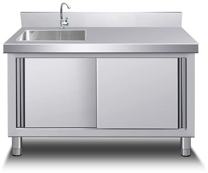sink kitchenKitchen Sink Unit Professional Stainless Steel Kitchen Sink Outdoor Garden Sink Freestanding Catering Sink with Workbench and Hot/Cold Faucet for Indoor Outdoor Garden. (Color: T