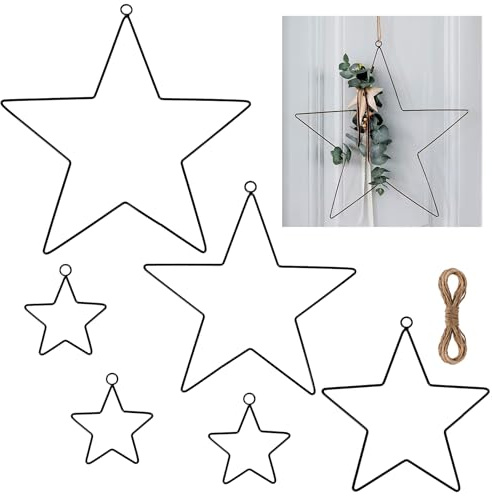 NZZVNZ 6 Stück Metallringe Drahtringe Deko Ringe Makramee Zubehör Ringe zum Basteln Aufhängen Traumfänger DIY Floral Hoop Wandbehang Handwerk Floristik Hochzeitskranz (30/25/20/10 cm)
