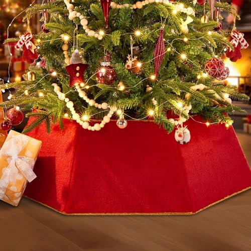 Weihnachtsbaum Kragen, 80cm Rot Plüsch Tannenbaum Korb, baumständer Abdeckung Weihnachtsbaum umrandung für Weihnachten Party Xmas Deko