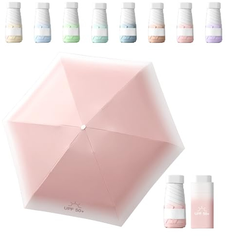 Sykerout Gradient Mini Paraguas - Paraguas compacto de bolsillo, plegable, pequeño, protección UV, Rosa., 14 Zentimeter