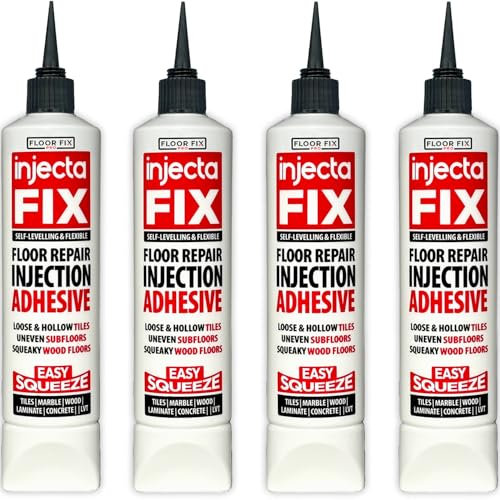 Injectafix Easy Squeeze 300ml From Floor-Fix Pro - Flexible Strong Adhesive Fix Loose & Hollow Tiles and Floors Self-Levelling Maximum Strength New Formula (4 Pack)