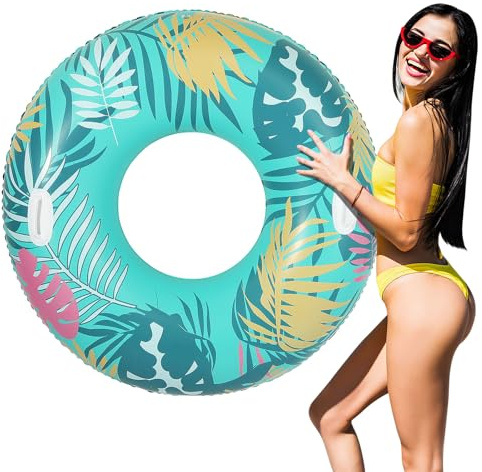 MoKo Aufblasbarer Schwimmring, Erwachsene Schwimmreifen | 120# mit Griffen, Luftmatratze Pool Spielzeug Wasserspielzeug für Sandstrand Schwimmbad
