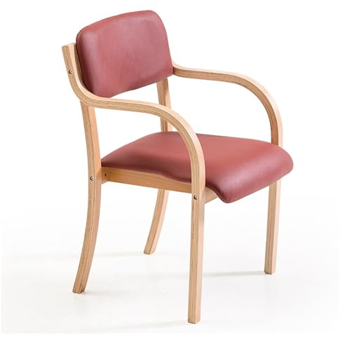 Sillón decorativo rojo, con cojín suave y patas de madera de haya, elegantes sillas de comedor para sala de estar, oficina, salón, silla apilable para visitantes para decoración del hogar