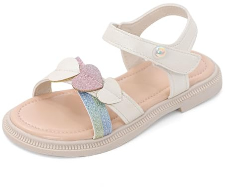 MASOCIO Sandali Bambina Punta Aperta Sandalo Bimba Estivi Sandaletti Sandalini Scarpe Estive per Bambina Ragazza Taglia Bianco (Taglia Produttore: CN 27) EU 28