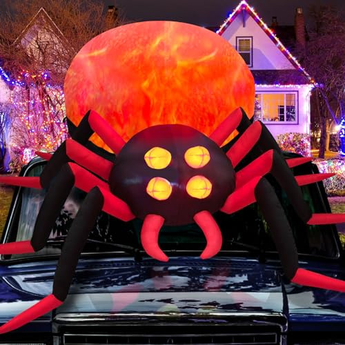 Danxilu 8FT Halloween Inflatable Spider Decoration with Rotating LED Lights | Blow Up Decor with Weather-Resistant Polyester, Ideal for Garden Lawn Yard Roof Patio Party and Haunted House