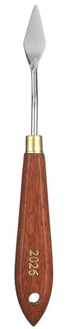 QUARKZMAN Couteaux à Peinture Outil De Peinture 1.38 x 0.51 Rouge/Argent | Lame En Acier Inoxydable En Forme De larme, 7.28 Longueur, Spatula Couteaux à Peinture Avec Trou Manche En Hêtre