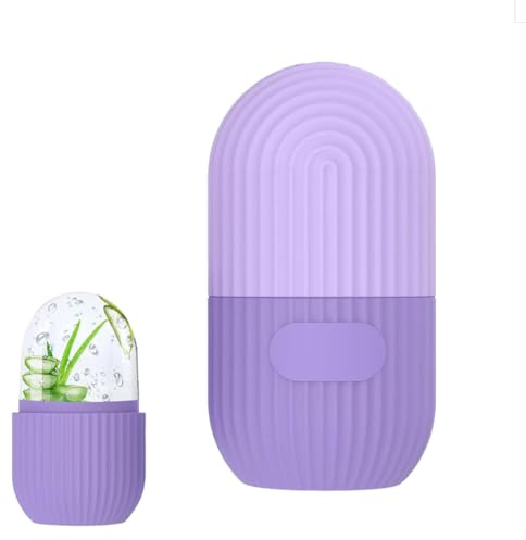 Gesichts Ice Roller,Silikon Eis Gesichtsroller Eisroller Gesicht Auge Massagegerät für Pore Verkleinern, Falten Aufhellen, Hautpflege（Lila）