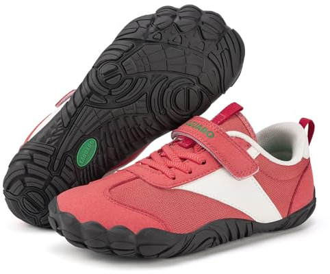 SAGUARO Zapatillas Barefoot Niños Niña Calzado Descalzos Suaves Ligeras Sneakers Minimalista Transpirables y Antideslizantes, Rojo, 32 EU