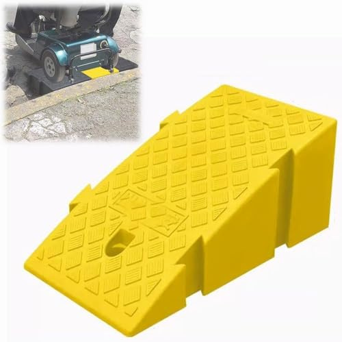 JvFbjLF Rampa Roadedge Silla de Ruedas Móvil Supermercado Entrada Garaje Rampa de plástico(Giallo,25x27x11cm)