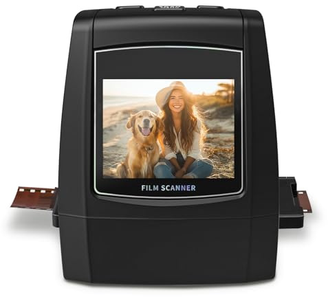 Scanner de films numériques - Scanner de diapositives autonomes et de négatifs - Convertit les négatifs et les diapositives de 35 mm, 126, 110, Super 8 et 8 mm en images JPEG - Écran LCD 2,4