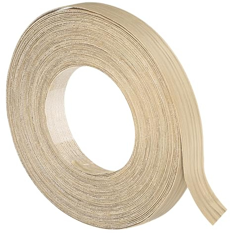 QUARKZMAN 3/4 Pulgada X 49 Pies Banda De Borde De Chapa De Madera | Pretencolada Flexibles Tiras De Borde De Roble Blanco Cinta De Madera Con Adhesivo Termofusible Para Reparación De Gabinetes