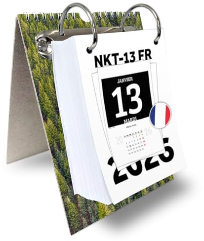 Kalvos Calendrier français 2026, calendrier de table, calendrier mural, calendrier détachable, 365 jours, calendrier quotidien détachable, kalendarium, calendrier quotidien minimaliste avec grands