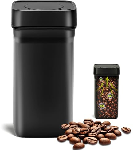 Romon Bote Hermetico Cafe Acero Inoxidable 1,2L Negro, 450g Granos De Café, Recipiente Al Vacío Para Conservar La Frescor