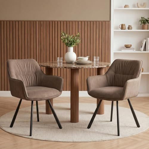 WAFTING Chaises de Salle à Manger Pivotantes 360°, Lot de 2, Marron
