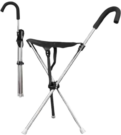 Walking Stick with Seat - 66cm Foldable Shooting Stick, Walking Stick Seat, Non-slip Portable Ergonomic Sticks | Foldable Canez with Seating, For Travel, Hiking, Sitting, City Path, Park, Booty