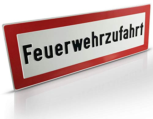 Betriebsausstattung24 Hinweisschild Feuerwehrzufahrt - Aluminium, geprägt - 59,4 x 21,0 cm - Text Schild - DIN 4066 (D1)