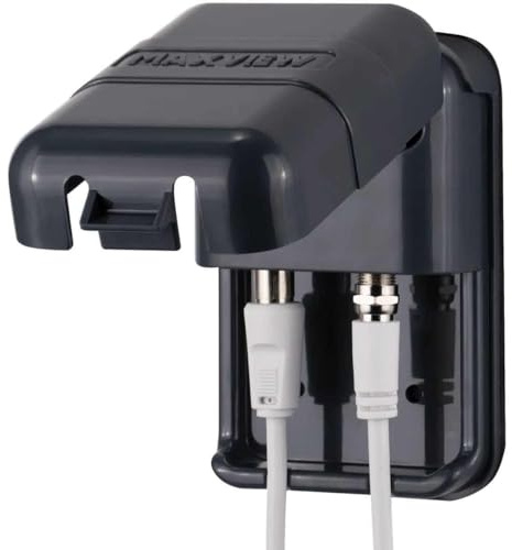 Maxview B2008/A Twin Weatherproof Socket with F and Coaxial Connector - Anthracite