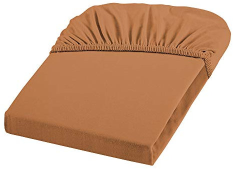 Dream Art 1130 Cora Elasthan Spannbetttuch aus Jersey Stretch (97% Baumwolle, 3% Elasthan), mit Rumdumgummizug, für Matratzen bis 25 cm Höhe, 180 x 200 cm, terra