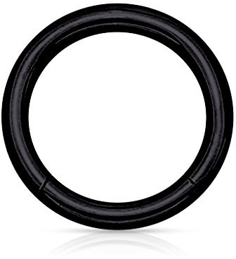 eeddoo Piercing-Ring Segmentring Schwarz Edelstahl Stärke: 1,6 mm 10 mm