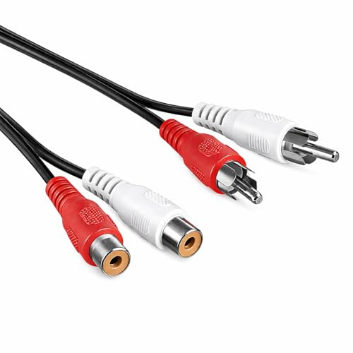 10 m RCA-förlängningskabel | Stereo ljudkabel | 2 x RCA-kontakt till 2 x RCA-uttag | Chinch RCA-kabel anslutningskabel RCA-kabel förlängningskabel