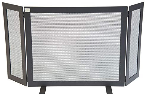 CRUCCOLINI MONZA-PARASCINTILLE aus Schmiedeeisen für Kamin mit Seitenteilen 100 x 50 cm in Schwarz, Modern, Gebürstet